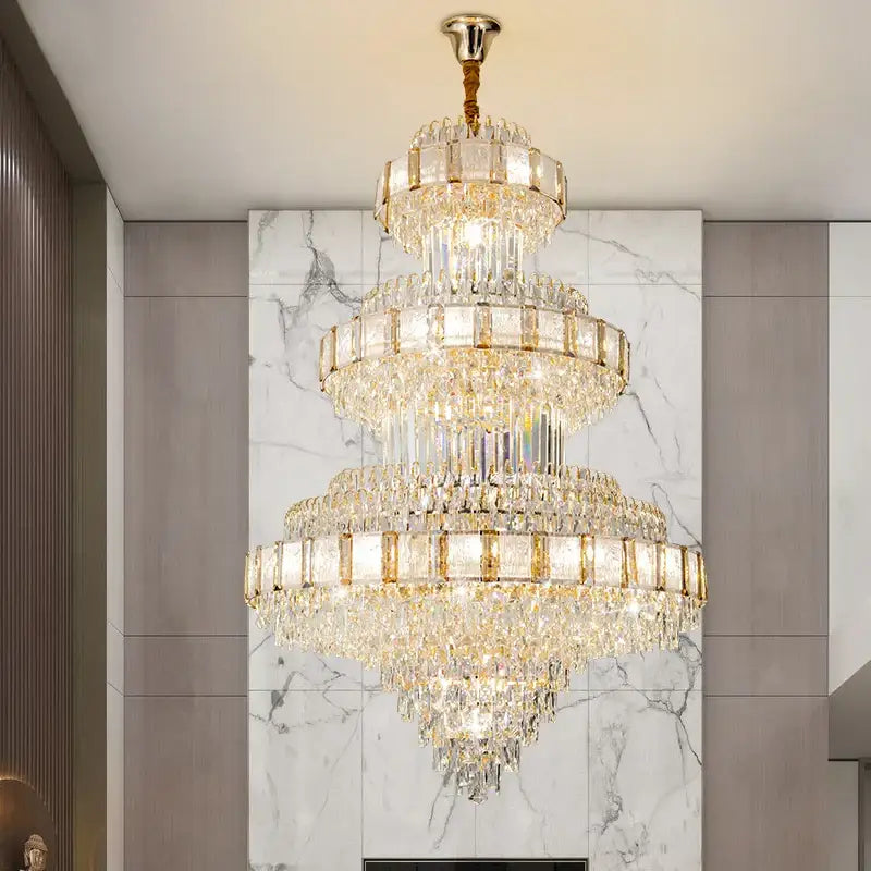 Decorbites elegant crystal chandelier gold dining room glass prisms