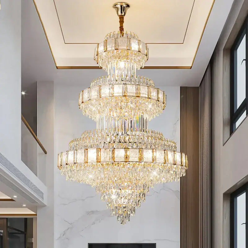 Decorbites elegant crystal chandelier gold dining room glass prisms