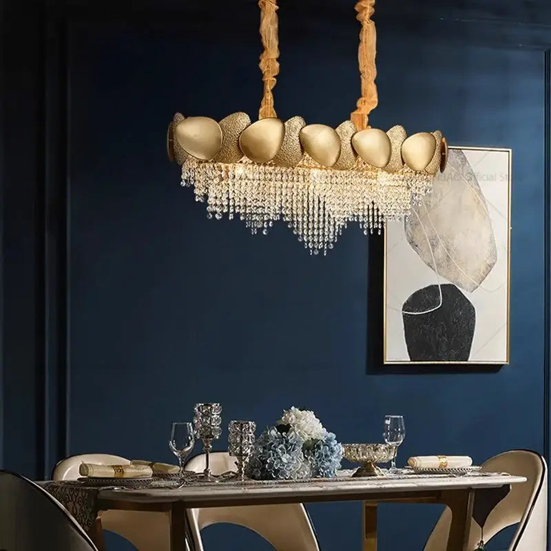 Decorbites elegant crystal chandelier gold tiered living room light