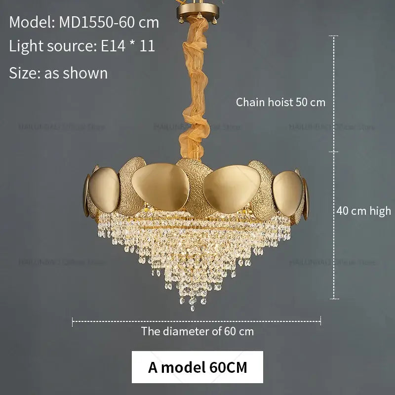 Decorbites elegant crystal chandelier gold tiered living room light