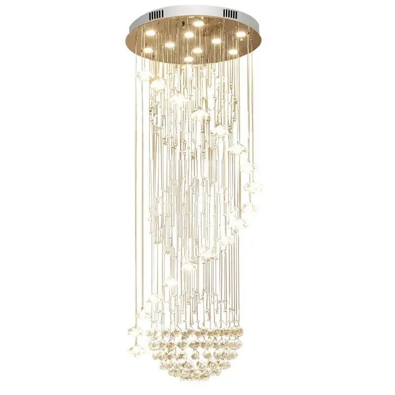 Decorbites elegant crystal tiered chandelier for high ceiling living room