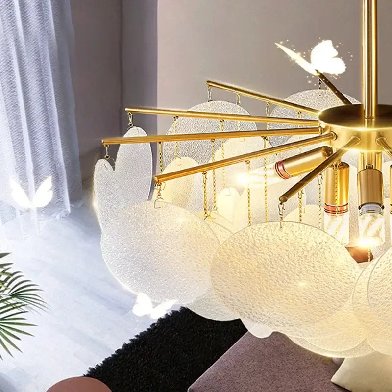 Decorbites elegant glass chandelier gold textured bedroom light