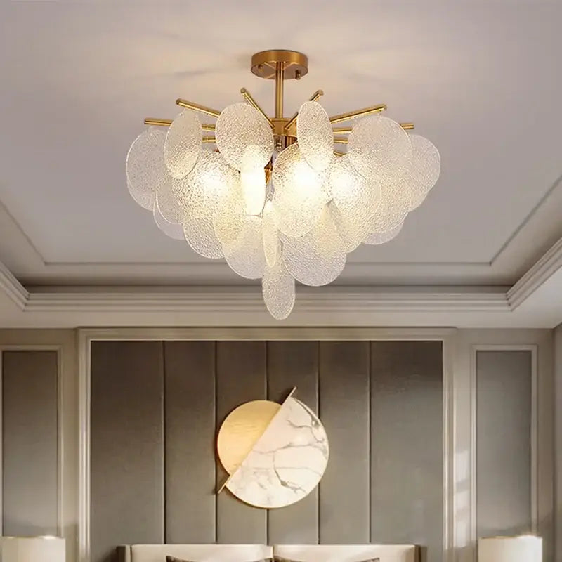 Decorbites elegant glass chandelier gold textured bedroom light