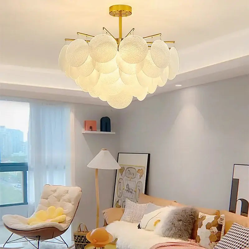Decorbites elegant glass chandelier gold textured bedroom light