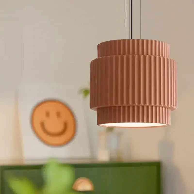 Decorbites elegant resin sage green ribbed pendant light dining room