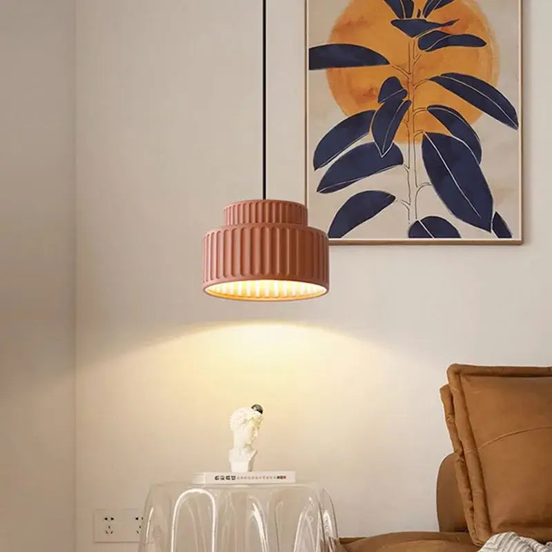 Decorbites elegant resin sage green ribbed pendant light dining room
