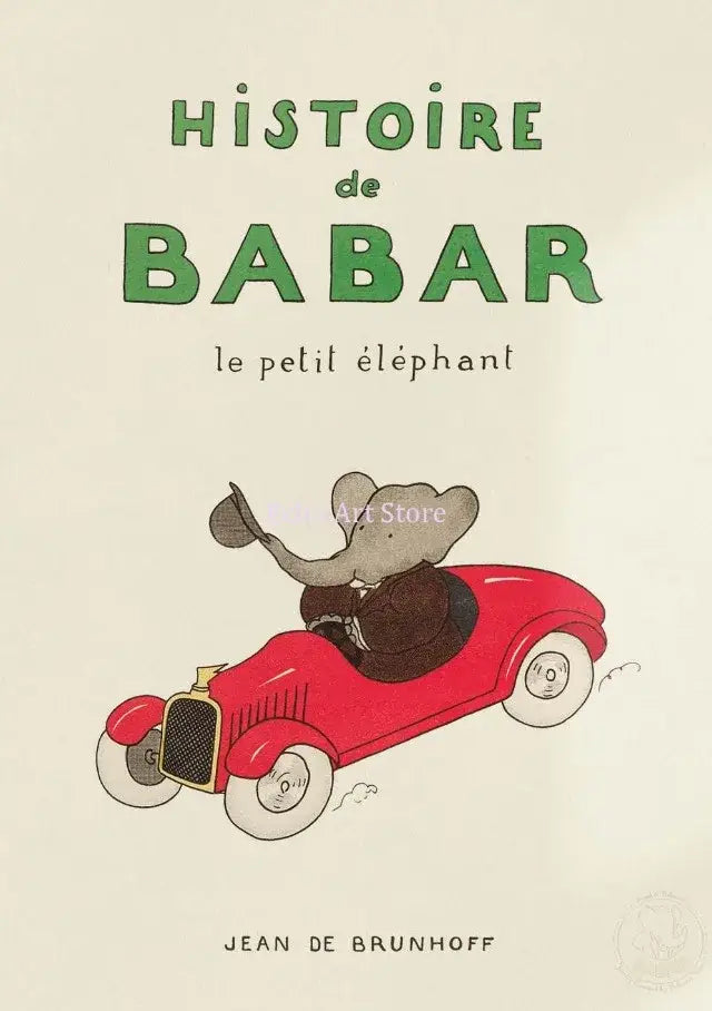 Cartoon elephant yoga green & beige family canvas wall art kids room