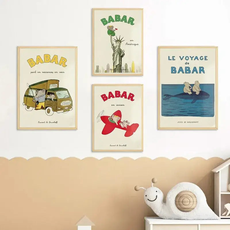 Green french elephant statue of liberty poster for kids room decor