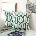 Decorbites embroidered blue teal & white cushion cover living room