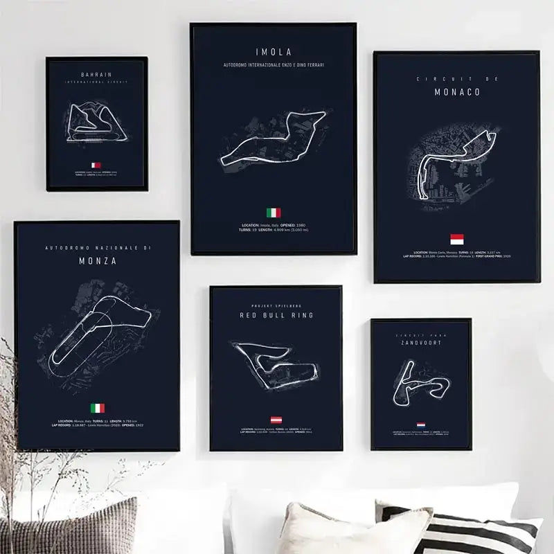 Nürburgring race track canvas painting wall art for bedroom blue white