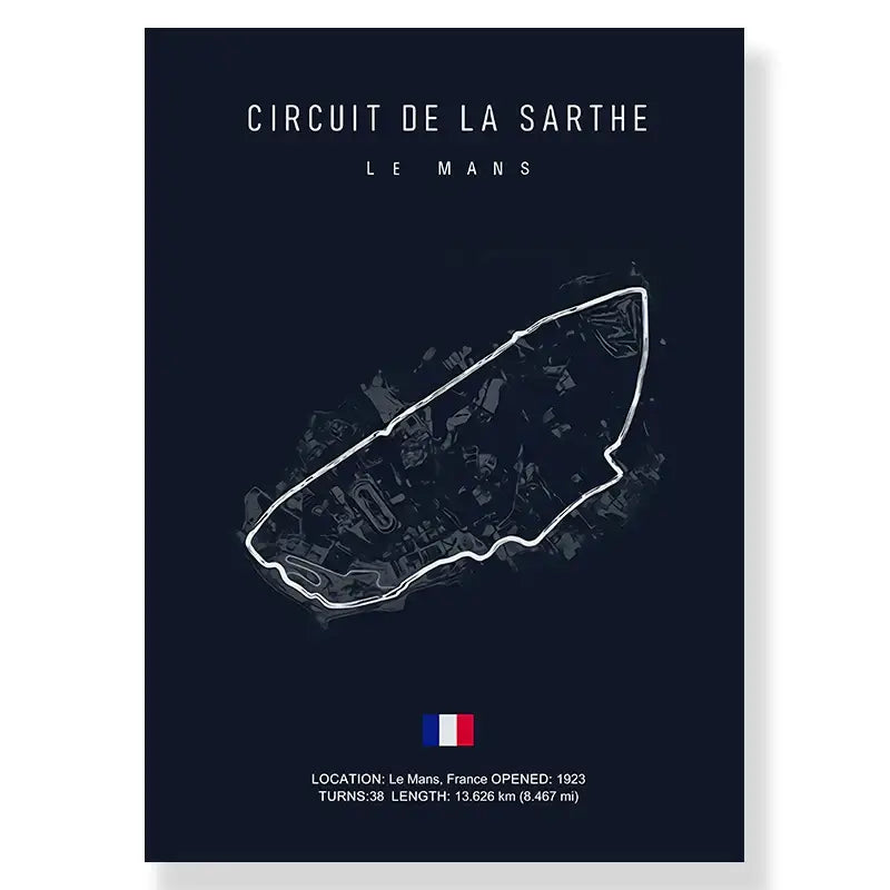 Circuit de la sarthe race track canvas wall art living room decor
