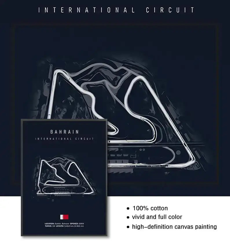 Mugello circuit canvas painting white and dark blue living room art