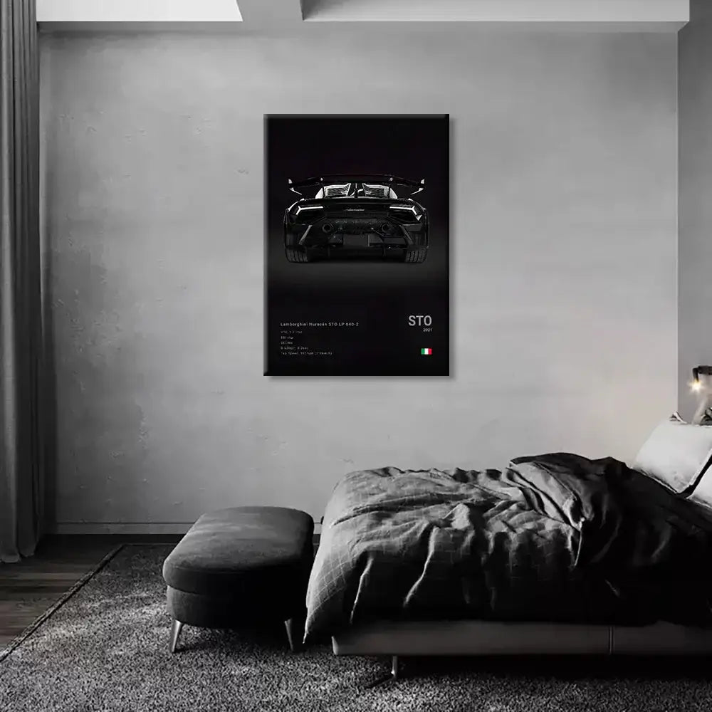 Modern black & silver famous cars canvas wall art – living room decor