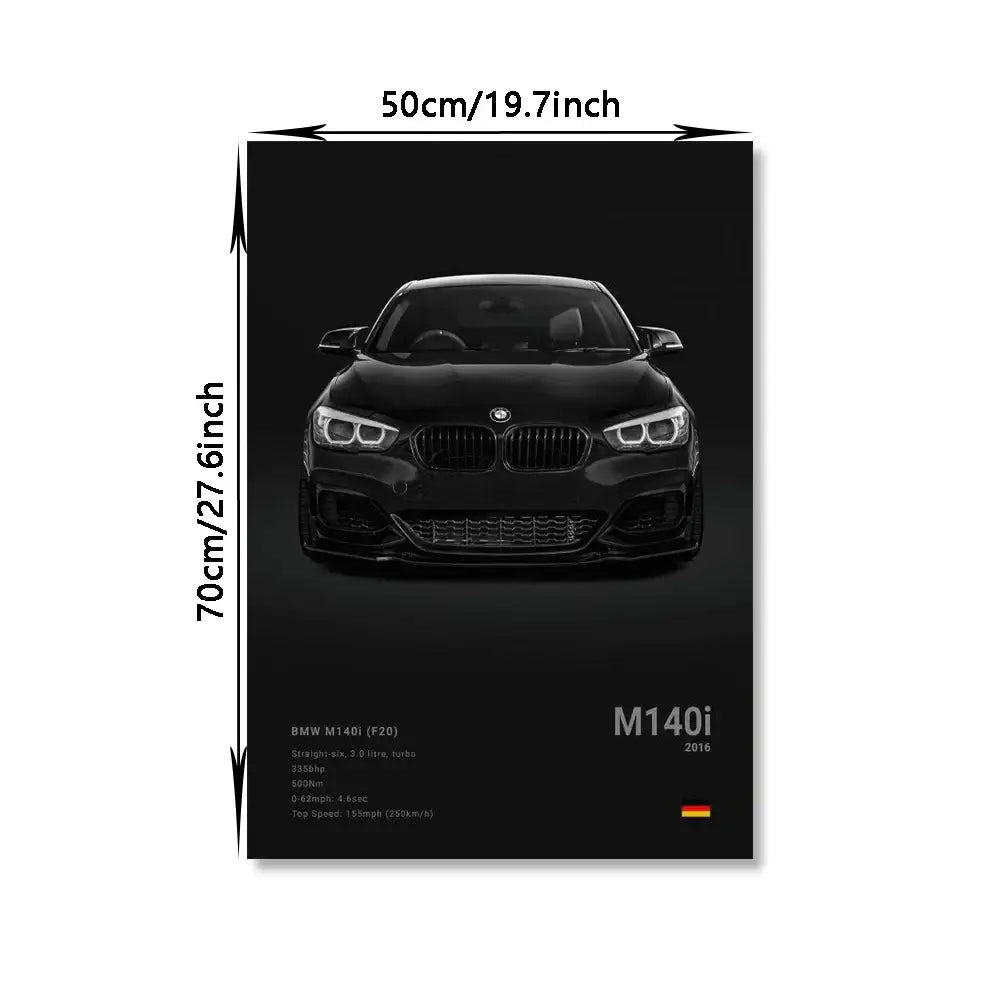 Modern black & silver famous cars canvas wall art – living room decor