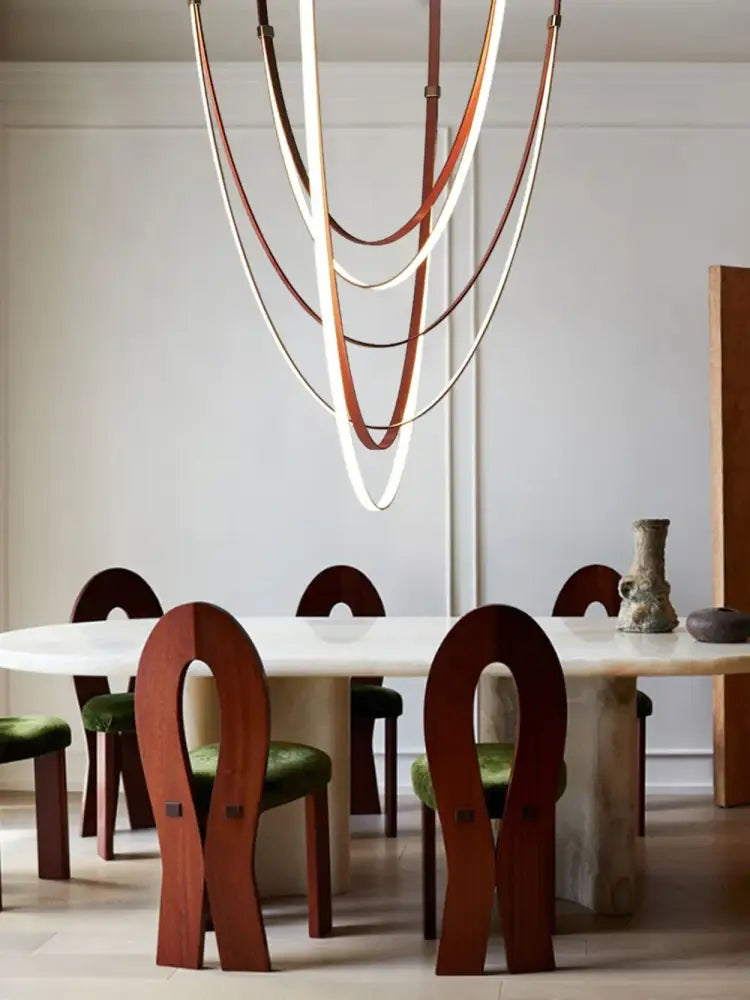 Modern flexible leather belt led chandelier – living room pendant