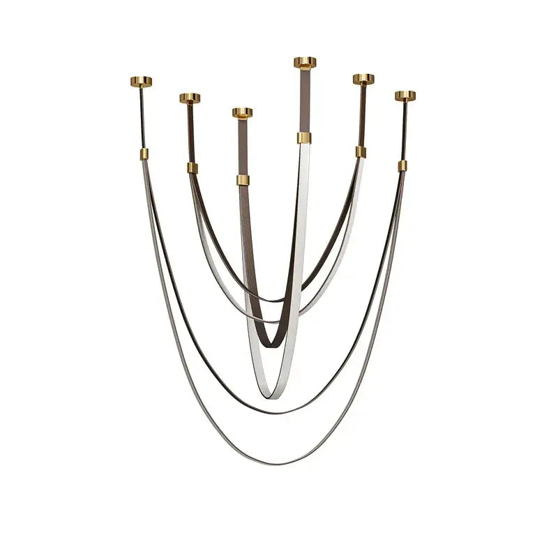 Modern flexible leather belt led chandelier – living room light