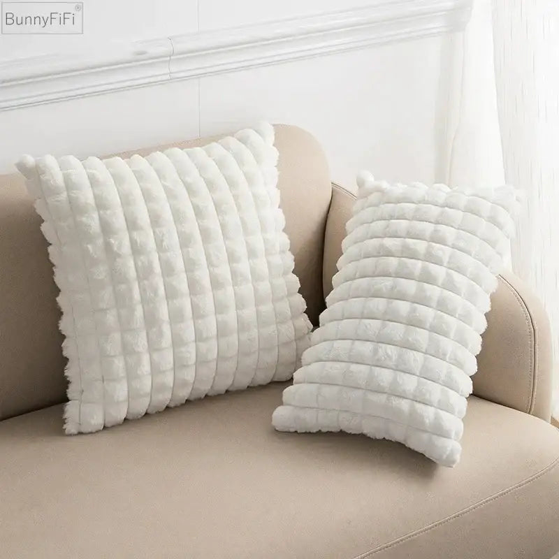 Decorbites fluffy faux fur cushion cover living room cream & brown