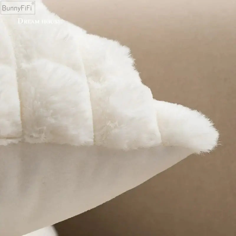 Decorbites fluffy faux fur cushion cover living room cream & brown