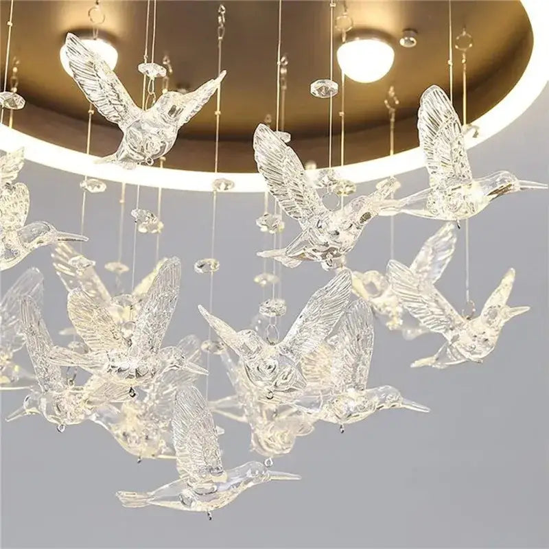 Decorbites flying bird white crystal ceiling light for bedroom