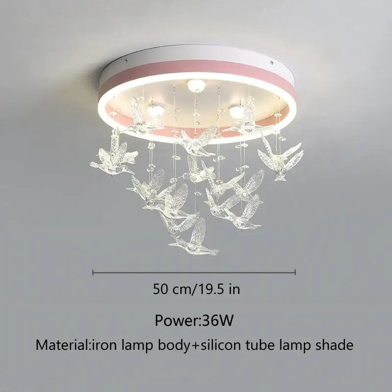 Decorbites flying bird white crystal ceiling light for bedroom