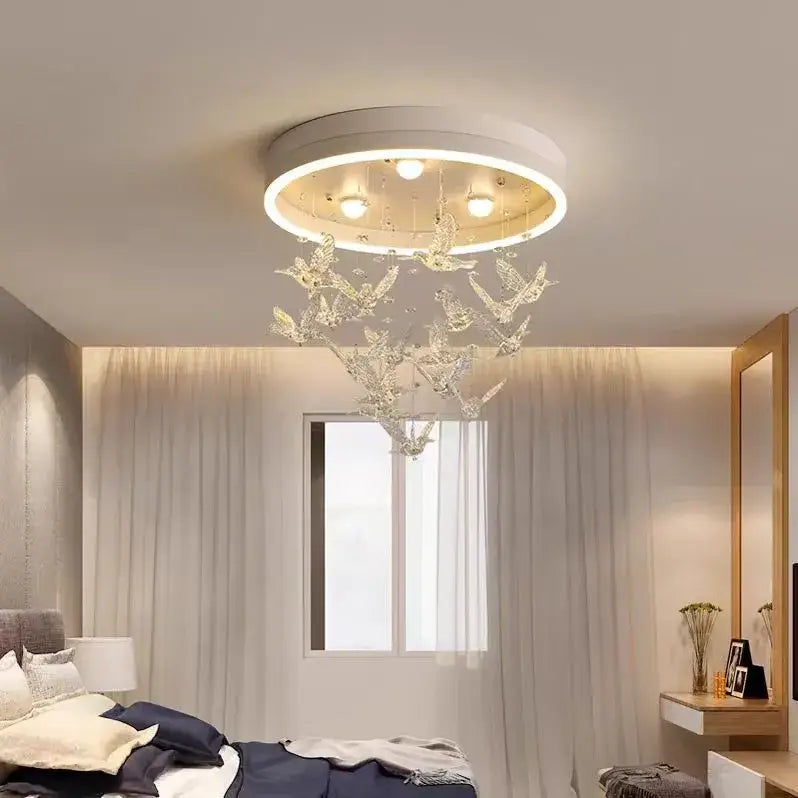 Decorbites flying bird white crystal ceiling light for bedroom