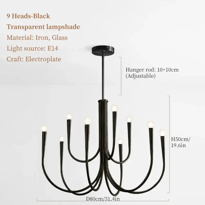 Decorbites french candle led chandelier black & gold kitchen light
