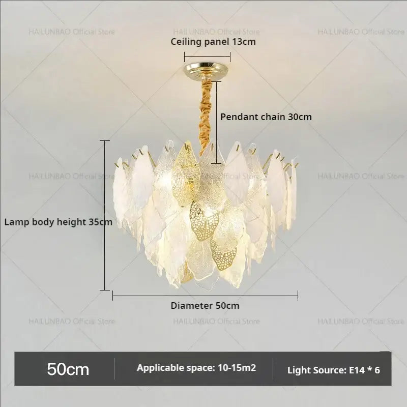 Decorbites french crystal chandelier gold leaf living room light