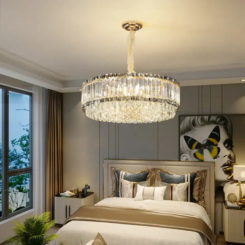 Decorbites french crystal chandelier living room gold two tier light