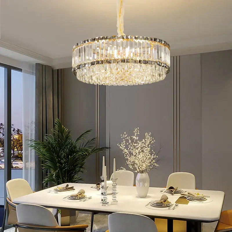 Decorbites french crystal chandelier living room gold two tier light