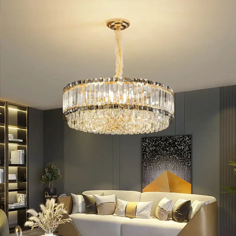 Decorbites french crystal chandelier living room gold two tier light