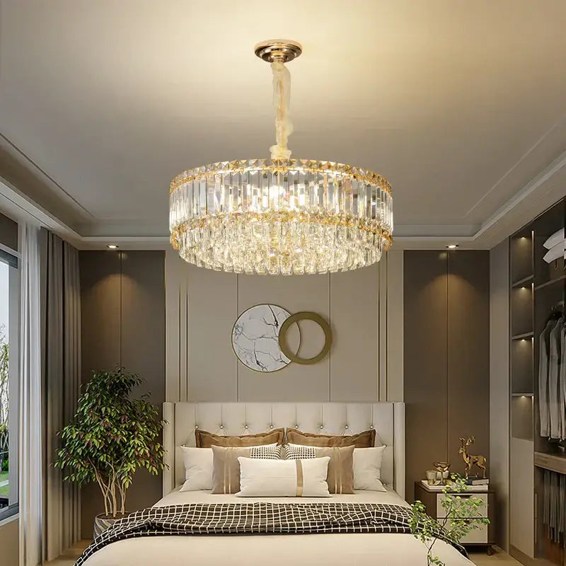 Decorbites french crystal chandelier living room gold two tier light