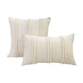 Decorbites fringed geometry cream embroidered cushion cover living room