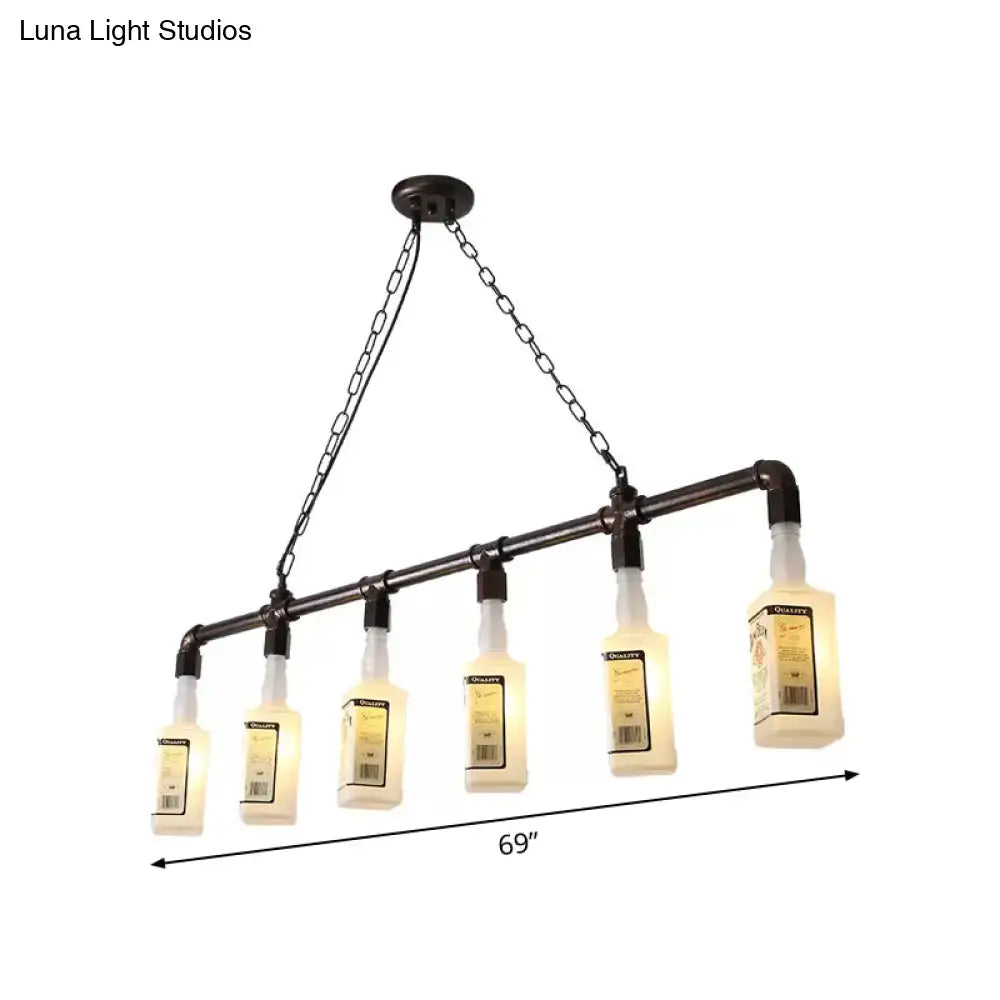 Loft black wine bottle frosted white glass pendant – restaurant light