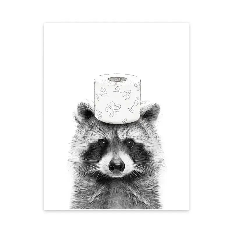 Pig shower black and white animal bathroom wall art