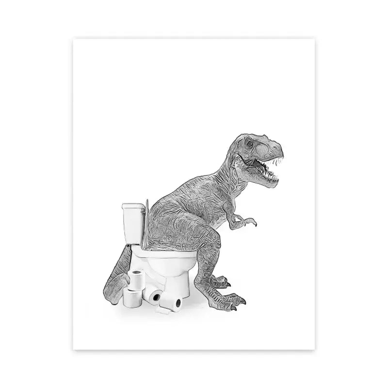 Funny lion with blue toothbrush bathroom wall art animal poster