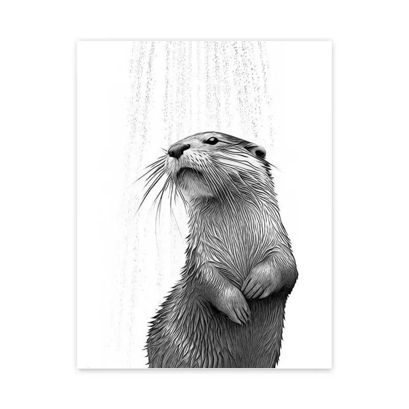 Funny lion with blue toothbrush bathroom wall art animal poster