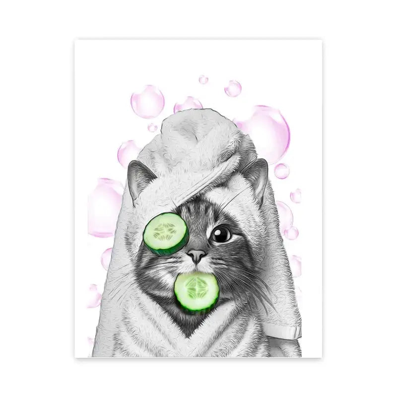Funny black and white animal wall art canvas bathroom poster