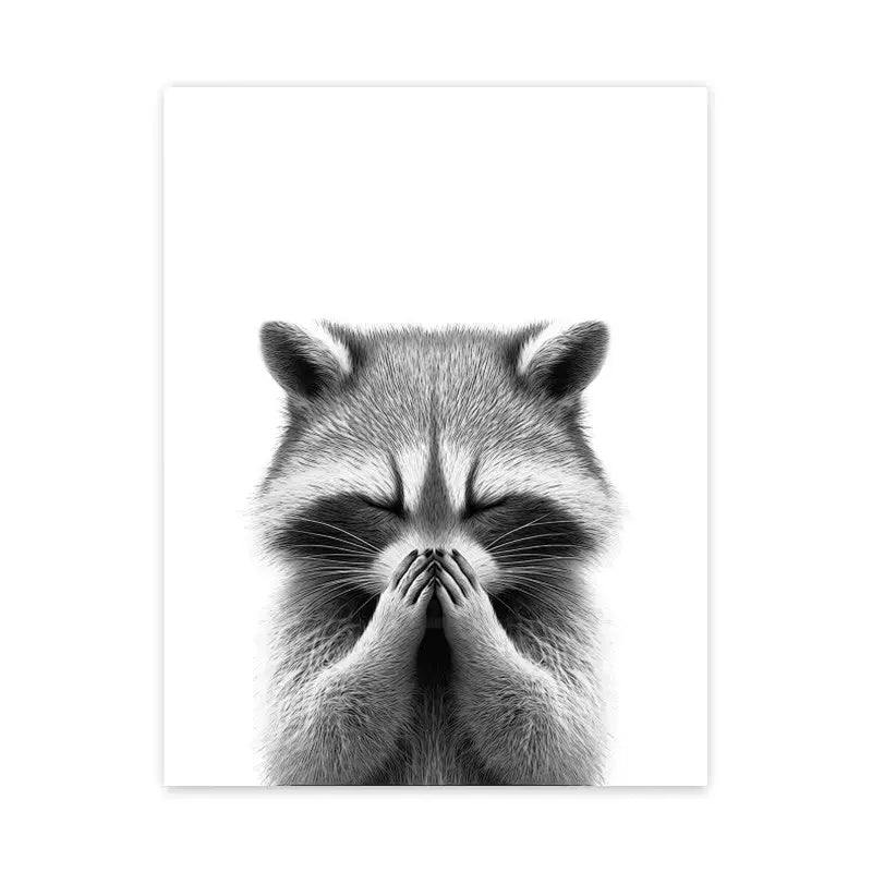 Funny black and white animal wall art canvas bathroom poster
