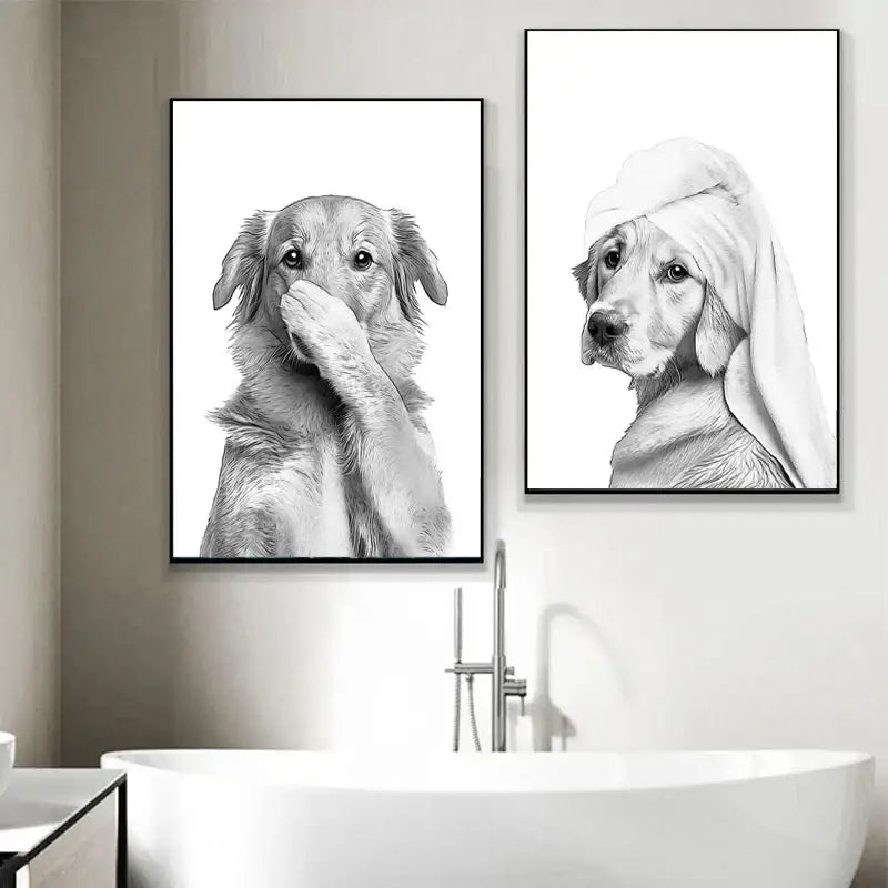 Funny pig in towel wall art bathroom poster