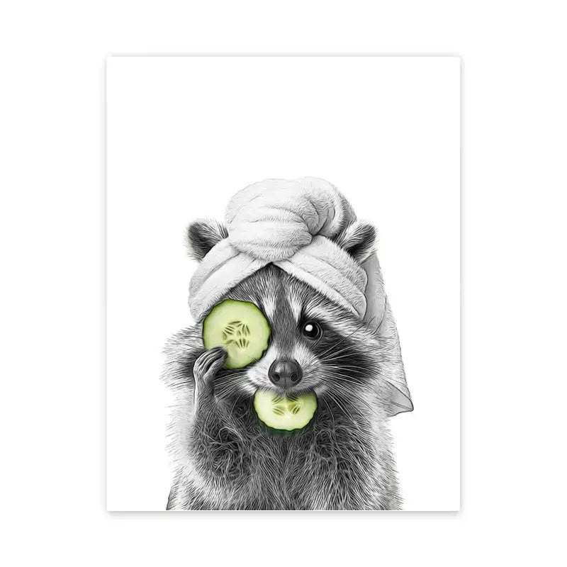Funny bear wall art black and white bathroom canvas print