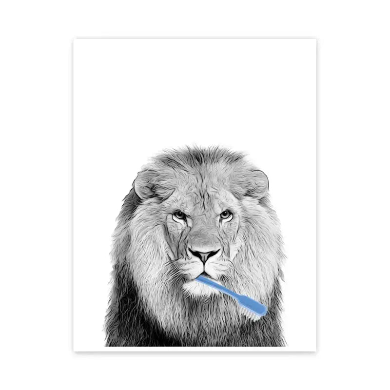 Funny boxer dog in towel bathroom wall art canvas print