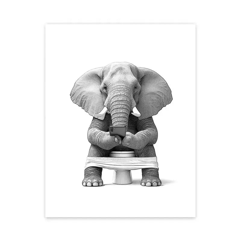 Funny bear wall art black and white bathroom canvas print