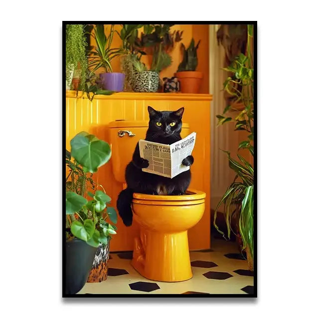 Funny koala reading newspaper bathroom canvas wall art