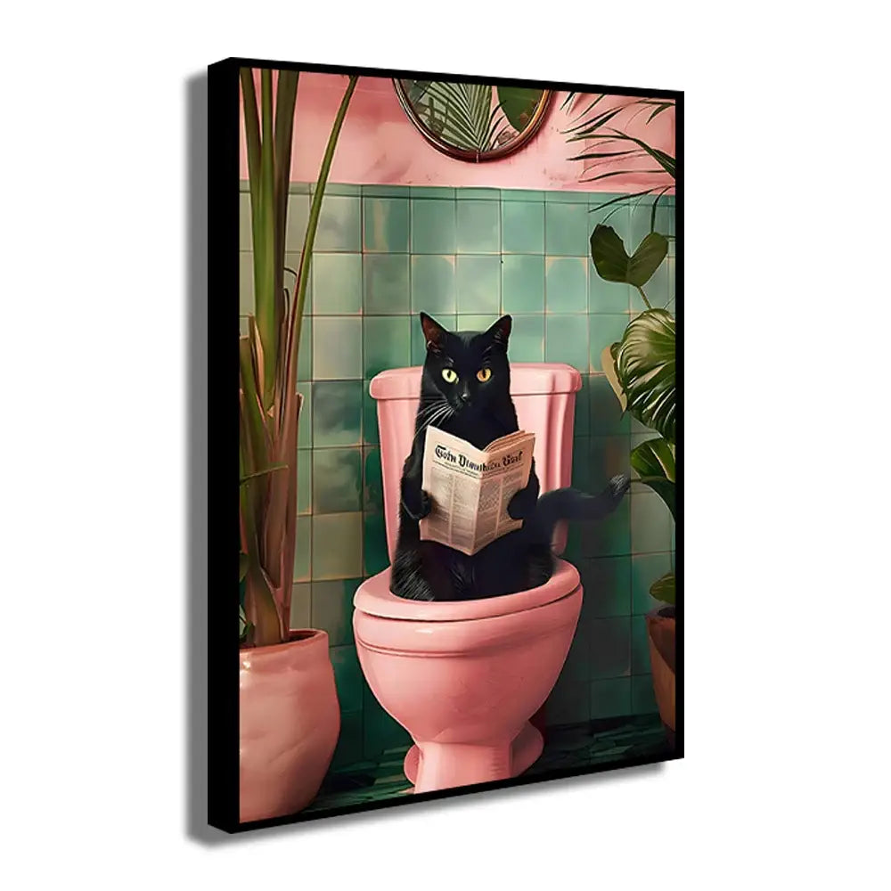 Funny koala reading newspaper bathroom canvas wall art