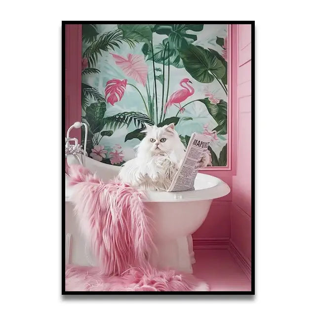 Funny koala reading newspaper bathroom canvas wall art