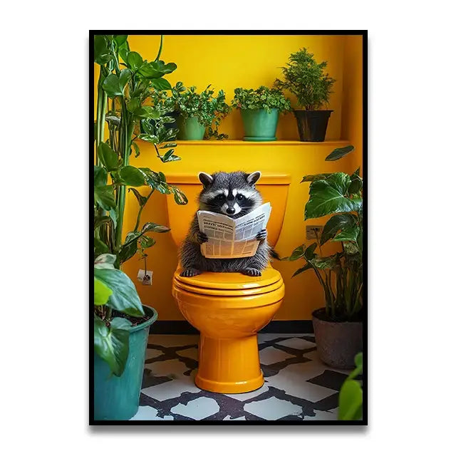 Funny ghost in santa hat bathroom toilet canvas wall art