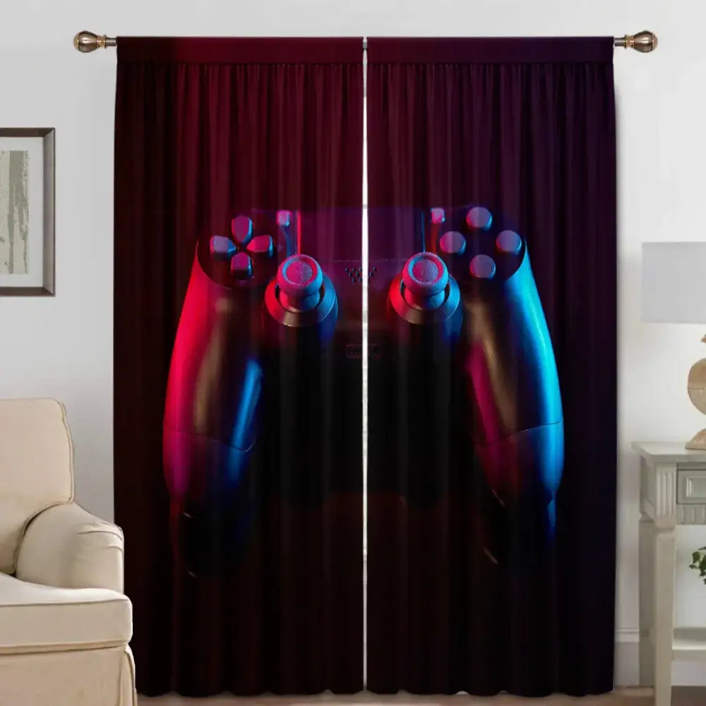Decorbites game console handle curtains black & rainbow bedroom decor