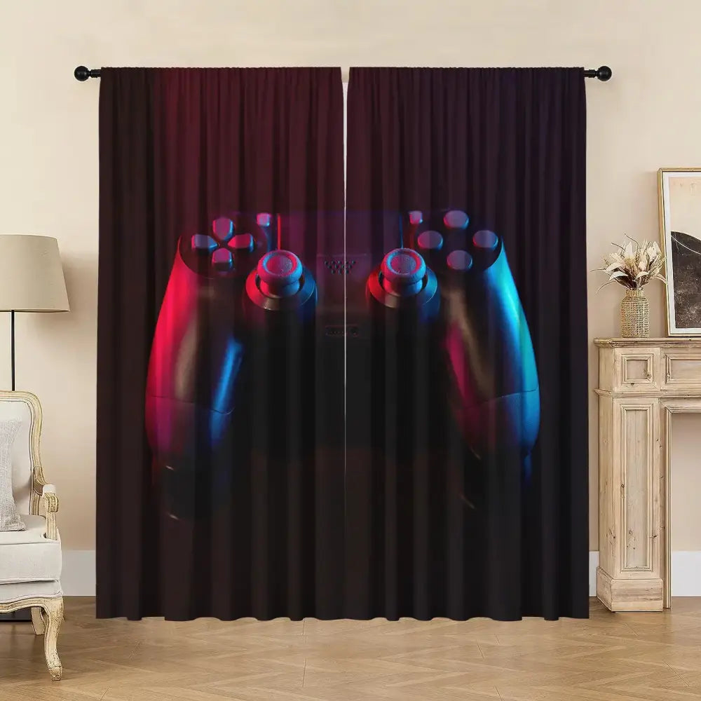 Decorbites game console handle curtains black & rainbow bedroom decor