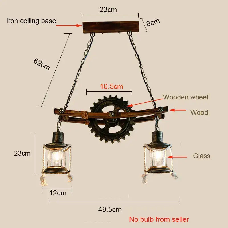 Decorbites gear industrial chandelier pendant for dining room
