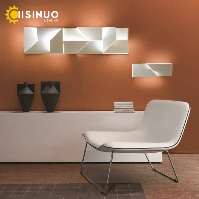 Decorbites geometric art white wall lamp for bedroom living room